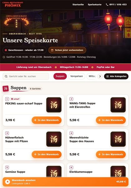 Bestellshop auf dem Tablet